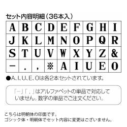 柄付ゴム印 連結式 アルファベット ゴシック体　5号　単品_5