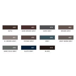 Artline 水彩色鉛筆 LIBERIO 黒・灰系_2