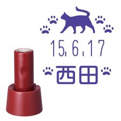 【猫印面:RP003】イラストデーターネームEX15号 【別注品】 スタンド式 レッド