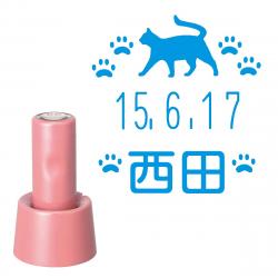 【猫印面:RP003】イラストデーターネームEX15号 【別注品】 スタンド式 コーラルピンク