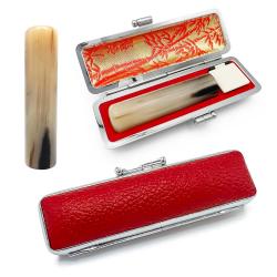 印鑑 牛角色並 認印 13.5ミリ 赤ケース