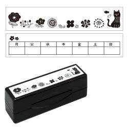 ファインカラースタンパー両面ラインスタンプ 3.花畑とカレンダー