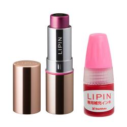LIPIN(リピン) リップ型ネーム印 インキセット プラムピンク ピンクゴールド×プラムピンク