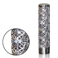 しろがねざいく 印鑑 13.5ミリ ジルコニア(ブルー)