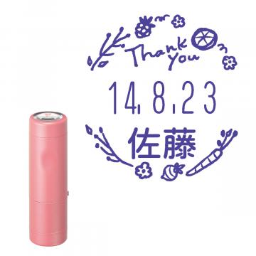 日付印 イラストデーターネームEX15号 キャップ式 コーラルピンク【別注品】 RP012