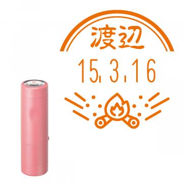 日付印 イラストデーターネームEX15号 キャップ式 コーラルピンク【別注品】 RP018