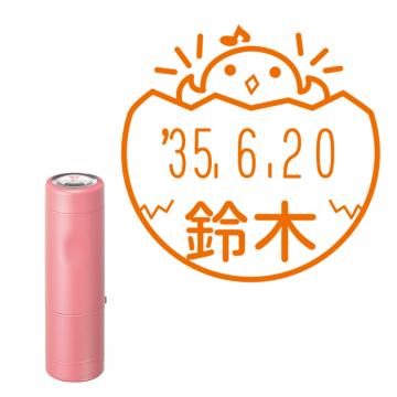 日付印 イラストデーターネームEX15号 キャップ式 コーラルピンク【別注品】 NH