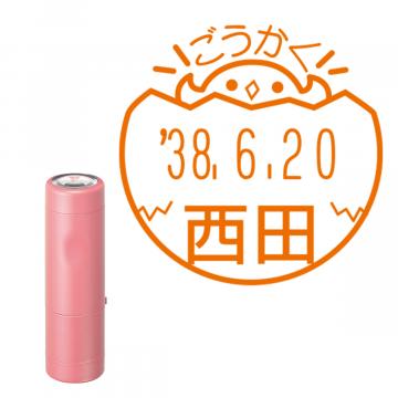 日付印 イラストデーターネームEX15号 キャップ式 コーラルピンク【別注品】 DA3