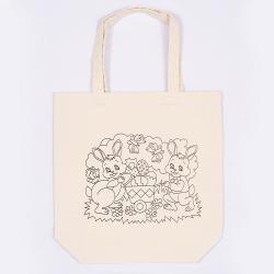 オリジナル塗り絵トートバッグ うさぎ柄