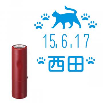 日付印 イラストデーターネームEX15号 キャップ式 レッド【別注品】 RP003