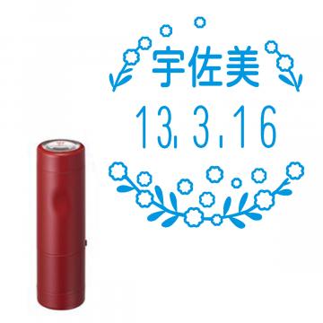 日付印 イラストデーターネームEX15号 キャップ式 レッド【別注品】 RP008