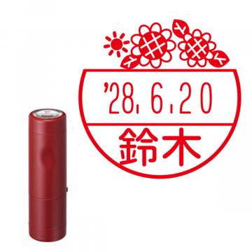 日付印 イラストデーターネームEX15号 キャップ式 レッド【別注品】 NJ