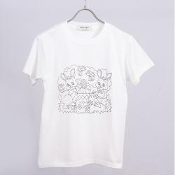オリジナル塗り絵Tシャツ うさぎ柄　XS