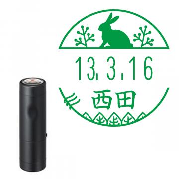 日付印 イラストデーターネームEX15号 キャップ式 ブラック【別注品】 RP007