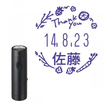 日付印 イラストデーターネームEX15号 キャップ式 ブラック【別注品】 RP012