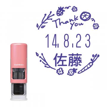 日付印 イラストデーターネームEX15号 キャップレス式 コーラルピンク【別注品】 RP012