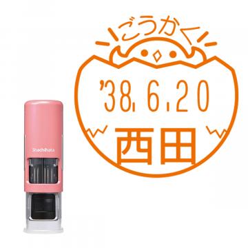 日付印 イラストデーターネームEX15号 キャップレス式 コーラルピンク【別注品】 DA3