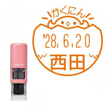 日付印 イラストデーターネームEX15号 キャップレス式 コーラルピンク【別注品】 DA4