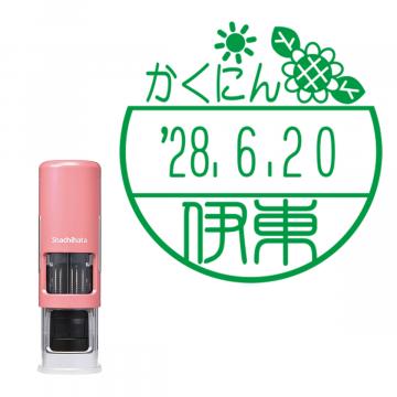 日付印 イラストデーターネームEX15号 キャップレス式 コーラルピンク【別注品】 DC4
