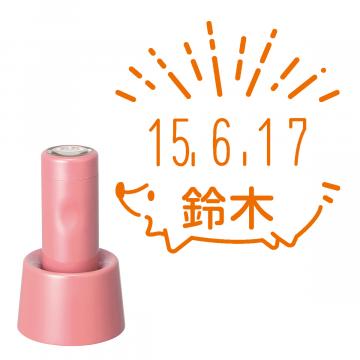 日付印 イラストデーターネームEX15号 スタンド式  コーラルピンク【別注品】 RP001