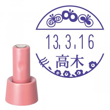 日付印 イラストデーターネームEX15号 スタンド式  コーラルピンク【別注品】 RP006