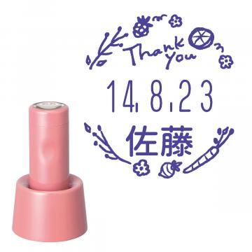 日付印 イラストデーターネームEX15号 スタンド式  コーラルピンク【別注品】 RP012