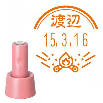 日付印 イラストデーターネームEX15号 スタンド式  コーラルピンク【別注品】 RP018