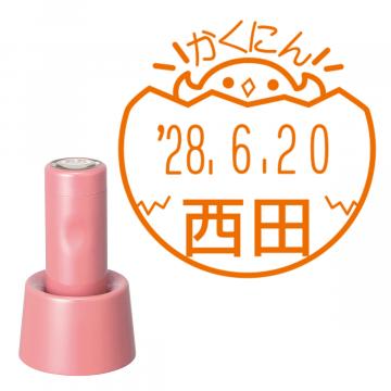 日付印 イラストデーターネームEX15号 スタンド式  コーラルピンク【別注品】 DA4