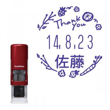 日付印 イラストデーターネームEX15号 キャップレス式 レッド【別注品】 RP012