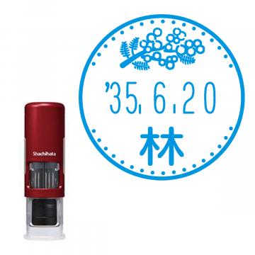 日付印 イラストデーターネームEX15号 キャップレス式 レッド【別注品】 RP029