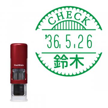 日付印 イラストデーターネームEX15号 キャップレス式 レッド【別注品】 RP043