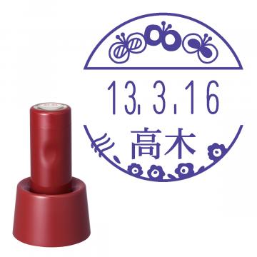 日付印 イラストデーターネームEX15号 スタンド式 レッド【別注品】 RP006