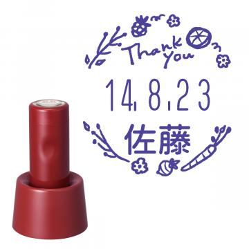 日付印 イラストデーターネームEX15号 スタンド式 レッド【別注品】 RP012