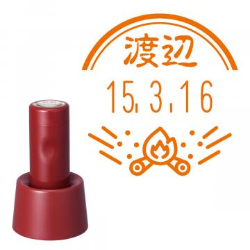 日付印 イラストデーターネームEX15号 スタンド式 レッド【別注品】 RP018