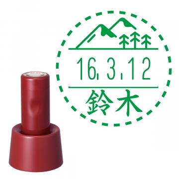 日付印 イラストデーターネームEX15号 スタンド式 レッド【別注品】 RP021