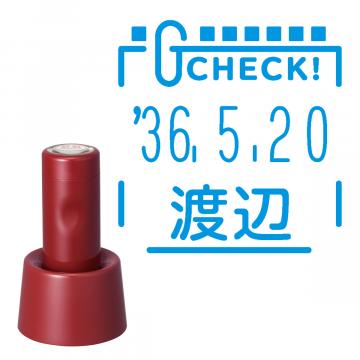 日付印 イラストデーターネームEX15号 スタンド式 レッド【別注品】 RP034