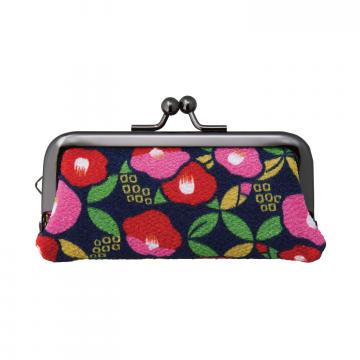 シャチハタ　印鑑ケース　お財布タイプ横入 06.椿七宝柄(紺)