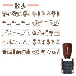シヤチハタ　回転デコレーションスタンプmini 散歩
