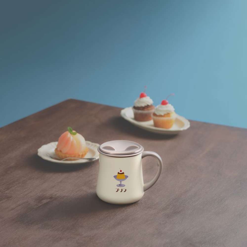 レトル オフィスマグ マグカップ 330ml プリン 蓋付 真空断熱 保温 保冷 タンブラー ハンドル付き_7