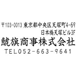住所印(28.5×61.5mm)   アクリル【別注ゴム印】3行タイプ  ヨコ 〒+住所2行+社名+電話【13+】