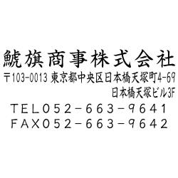 住所印(28.5×58.5mm) アクリル【別注ゴム印】4行タイプ ヨコ 社名+〒+住所2行+電話+FAX【37+】