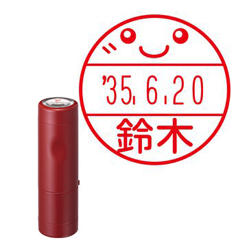 日付印 イラストデーターネームEX15号 キャップ式 レッド【別注品】 NC