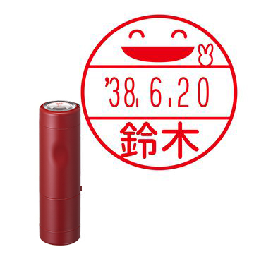 日付印 イラストデーターネームEX15号 キャップ式 レッド【別注品】 NA