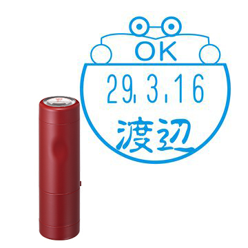 日付印 イラストデーターネームEX15号 キャップ式 レッド【別注品】 BD3