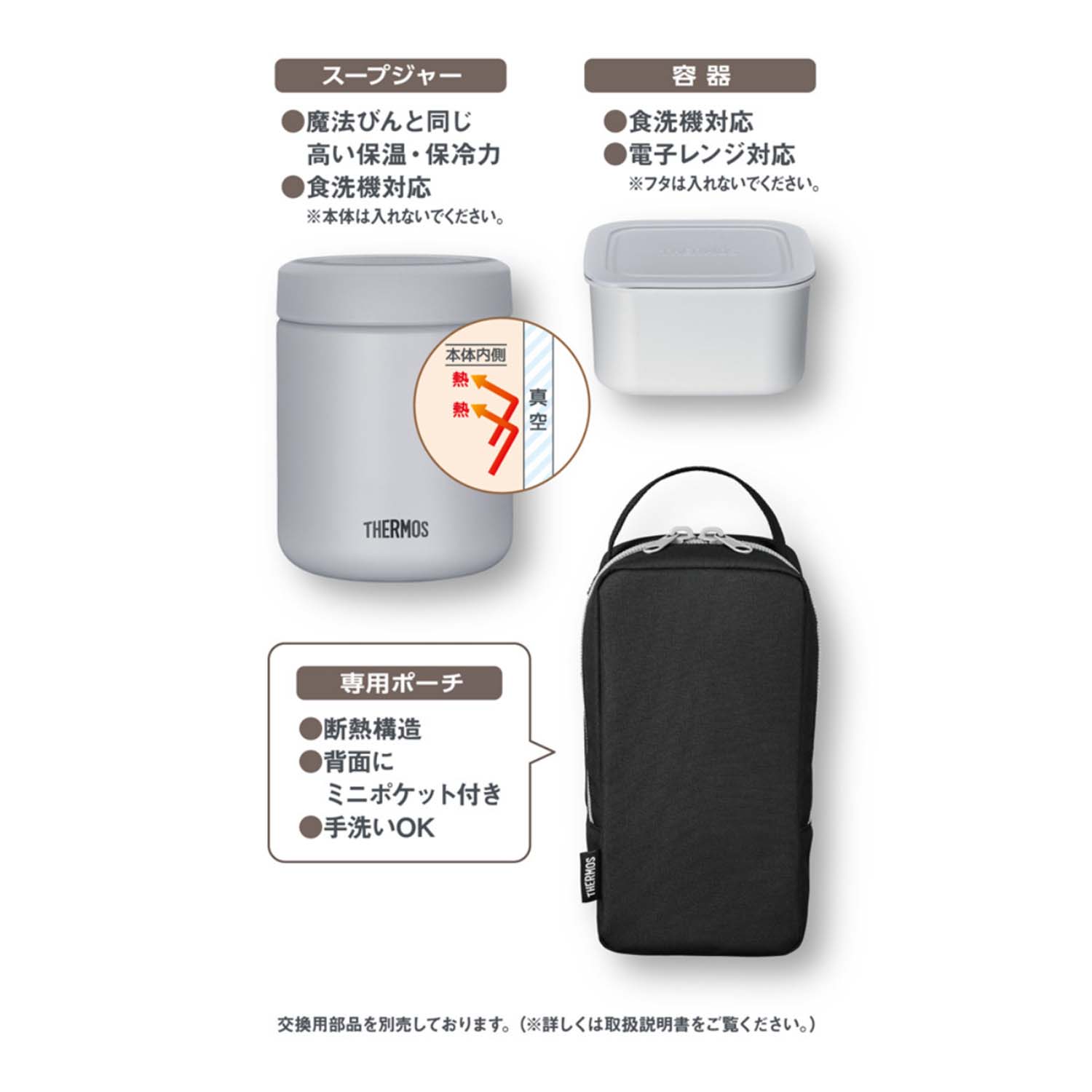 サーモス THERMOS 真空断熱スープランチセット  400ml スープジャー・専用ポーチ_2