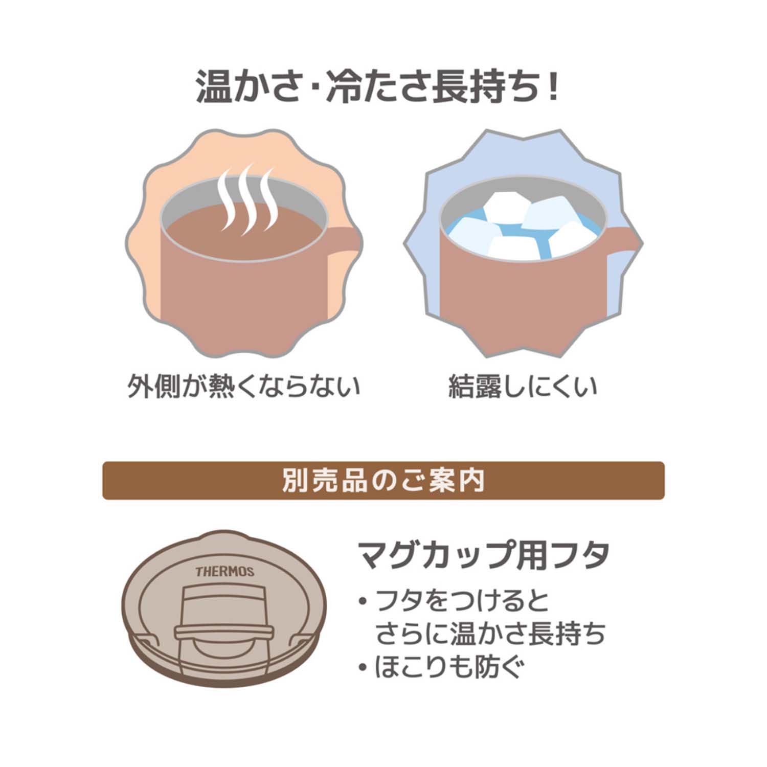 THERMOS 真空断熱マグカップ 450ml 保温・保冷 食洗器対応 スタッキング可