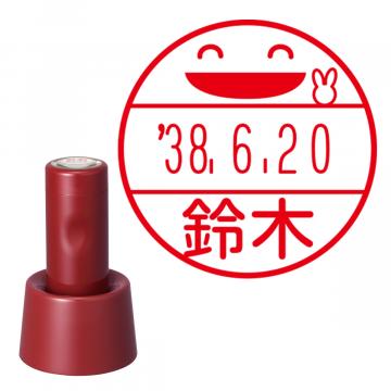 日付印 イラストデーターネームEX15号 スタンド式 レッド【別注品】 NA