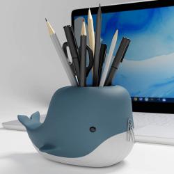 Moby Desk クジラペンポット+ 電話ホルダー – ノベルティペン 鉛筆オーガナイザー 仕事や自宅用 楽しい鉛筆カップ – クジラデスクオーガナイザー デスクタイディ