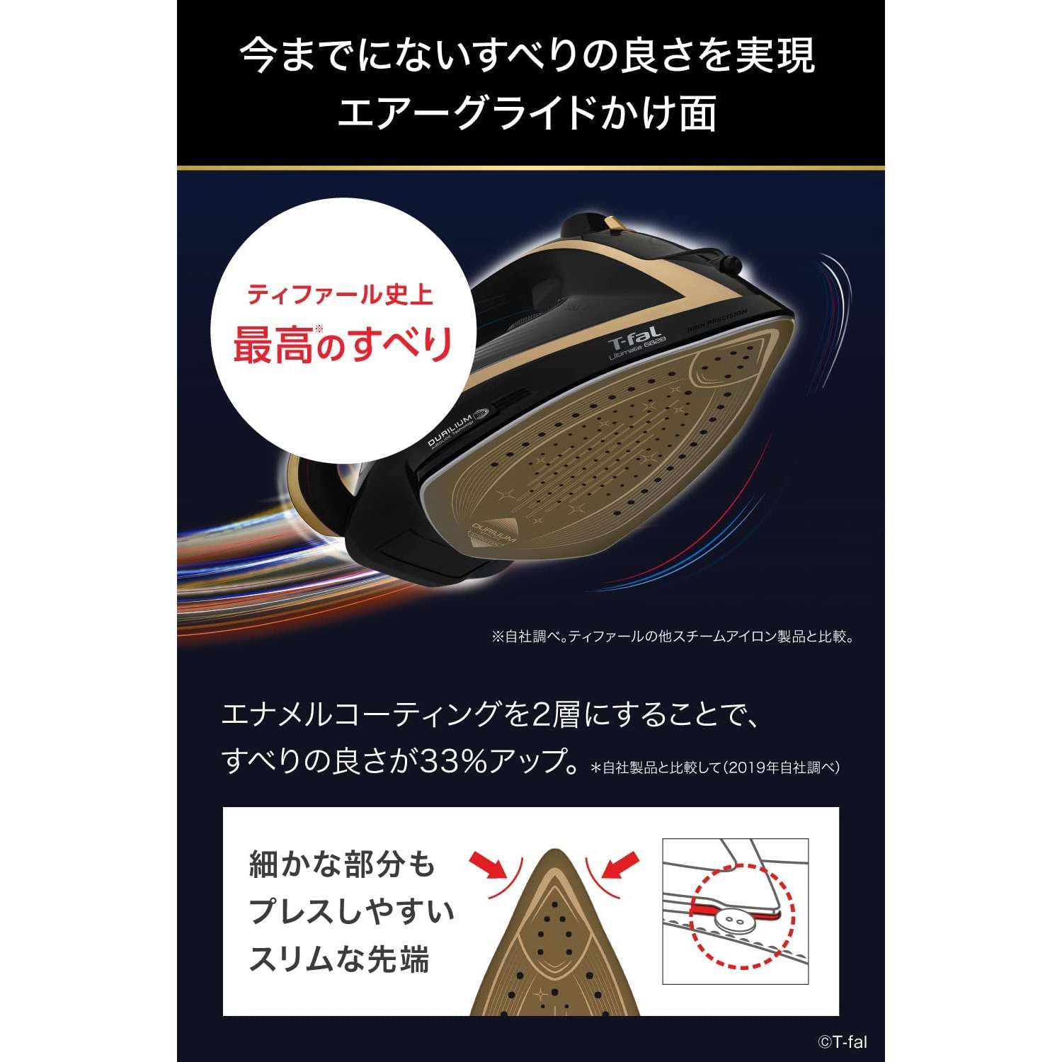 ティファール パワフルスチーム スチームアイロン アルティメット エアーグライドブラック×ゴールド