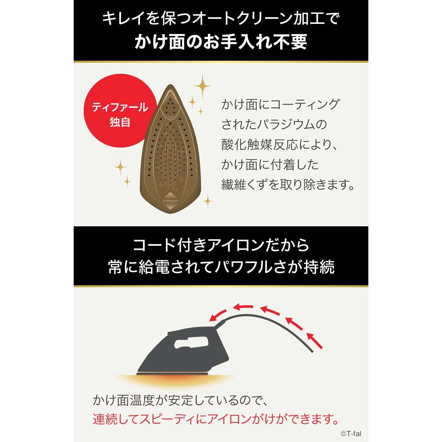 ティファール パワフルスチーム スチームアイロン アルティメット エアーグライドブラック×ゴールド